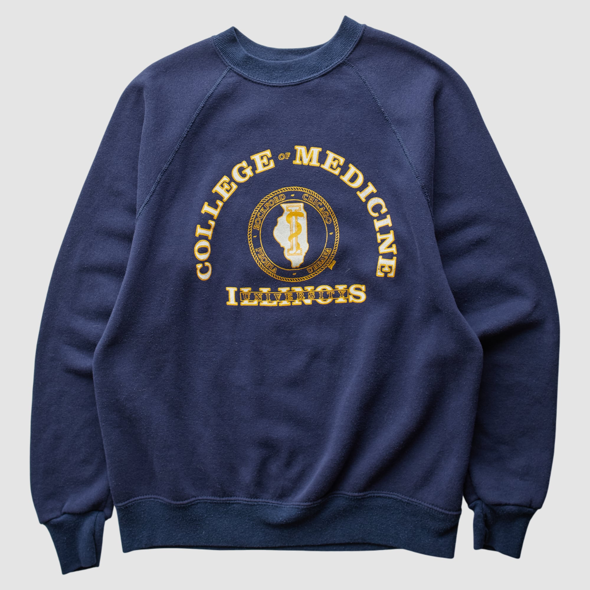 Illinois Fighting Illini Basset-Walker 90s Pullover Sweatshirt - Navy - XS by Fanatics Real Vintage
