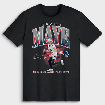 Men's Drake Maye Black New England Patriots Big & Tall Player Hype T-Shirt
