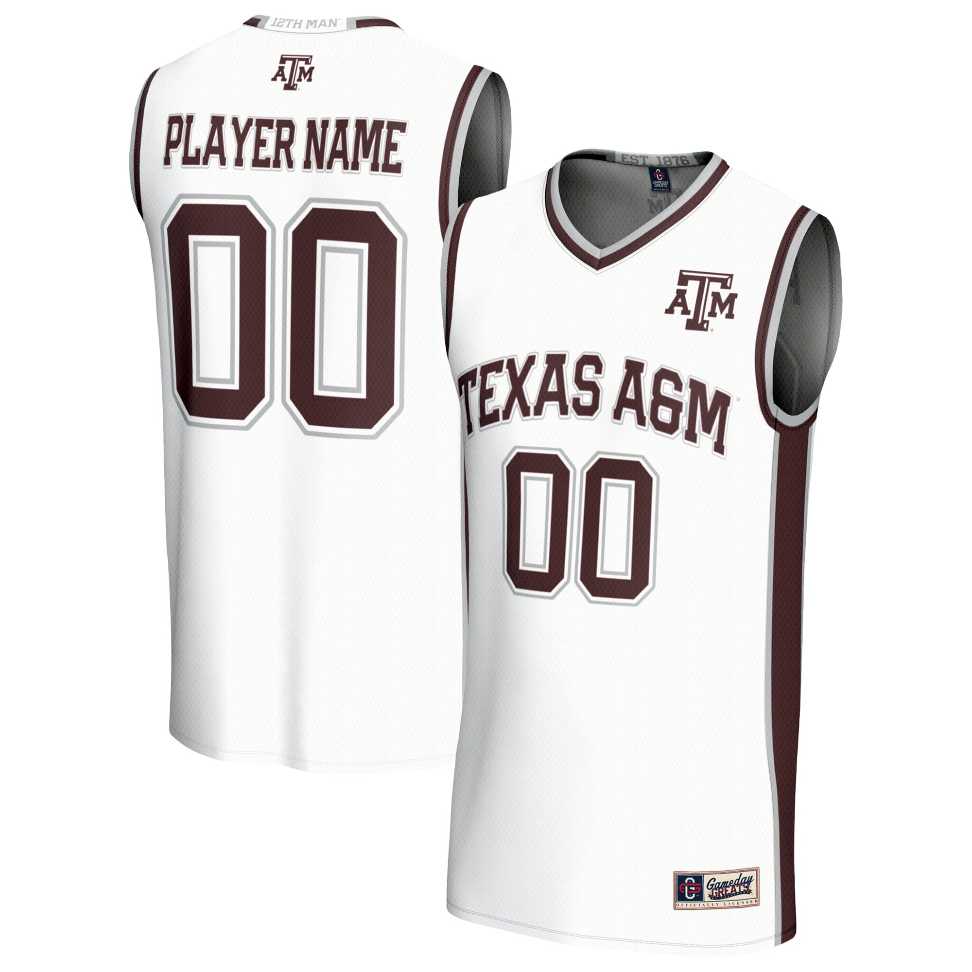 Unisex GameDay Greats White Texas A&M Aggies Lightweight Collegiate Men's Basketball NIL Pick-A-Player Fashion Jersey