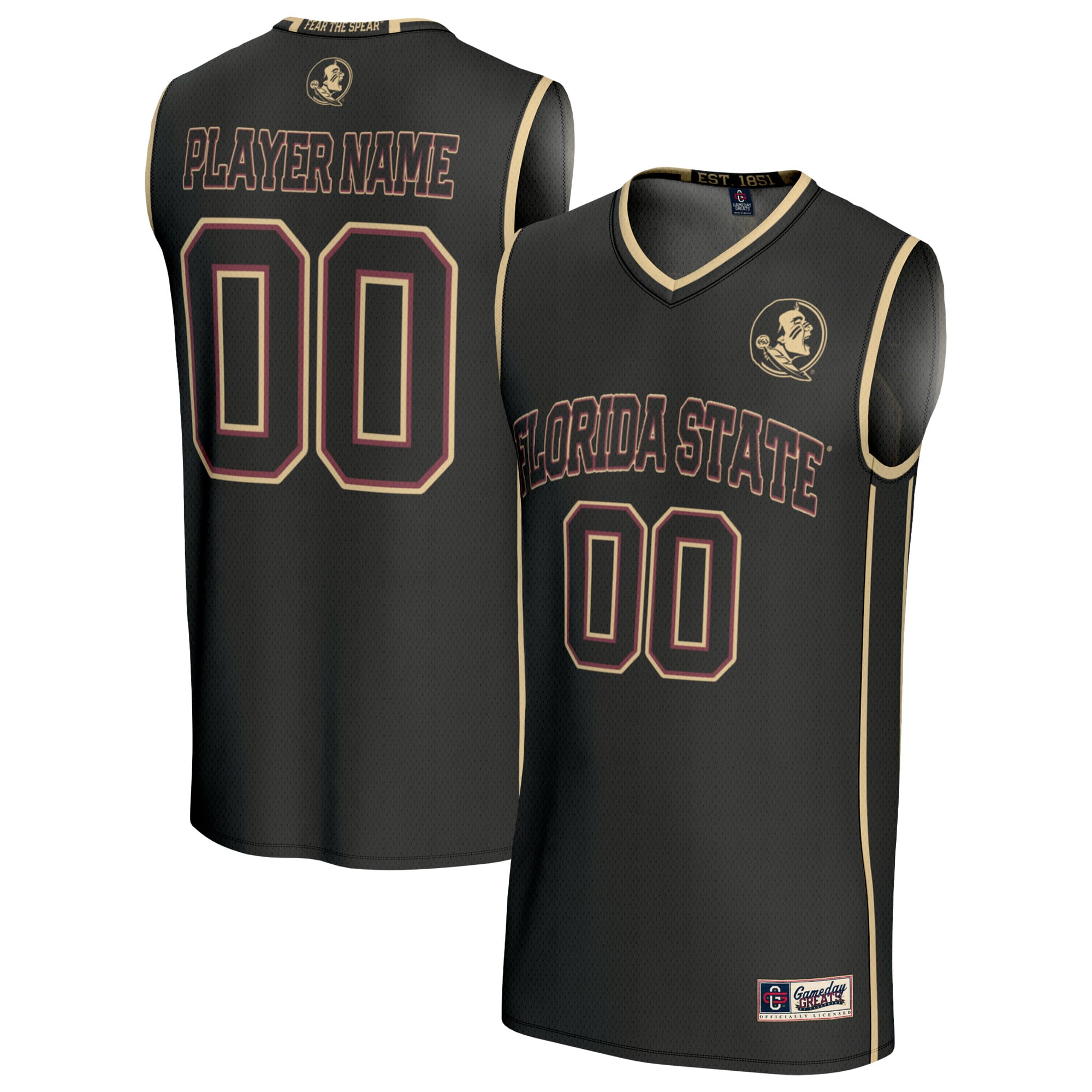 Unisex GameDay Greats Black Florida State Seminoles Lightweight Collegiate Men's Basketball NIL Pick-A-Player Fashion Jersey