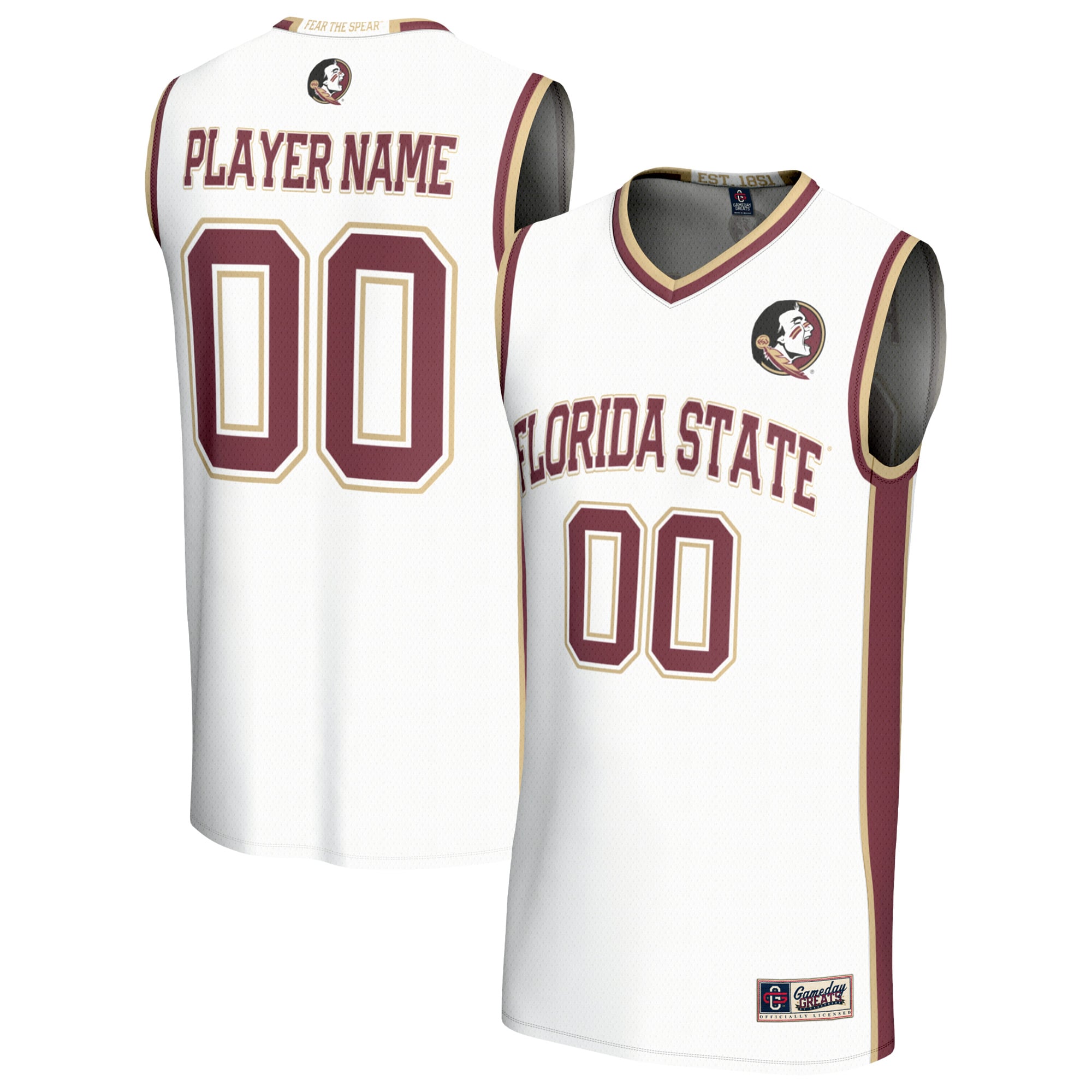 Unisex GameDay Greats White Florida State Seminoles Lightweight Collegiate Men's Basketball NIL Pick-A-Player Fashion Jersey