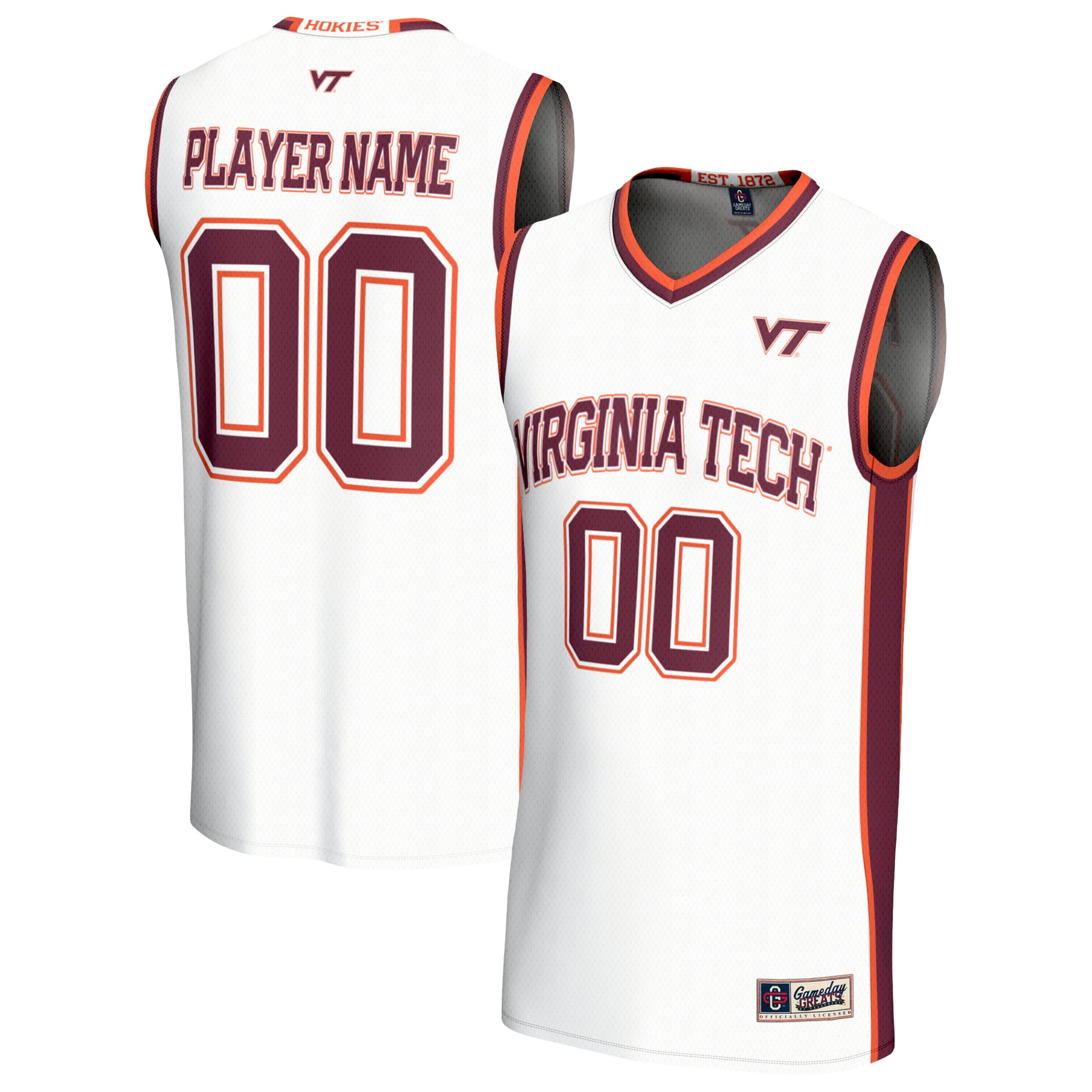 Youth GameDay Greats White Virginia Tech Hokies Lightweight Collegiate Men's Basketball NIL Pick-A-Player Fashion Jersey