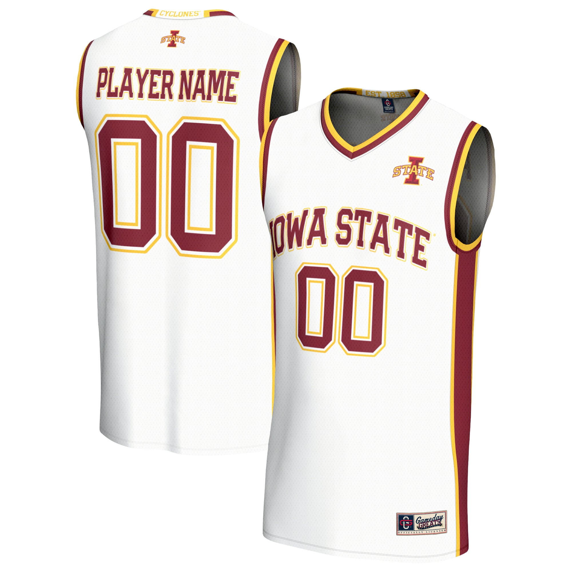 Youth GameDay Greats White Iowa State Cyclones Lightweight Collegiate Men's Basketball NIL Pick-A-Player Fashion Jersey