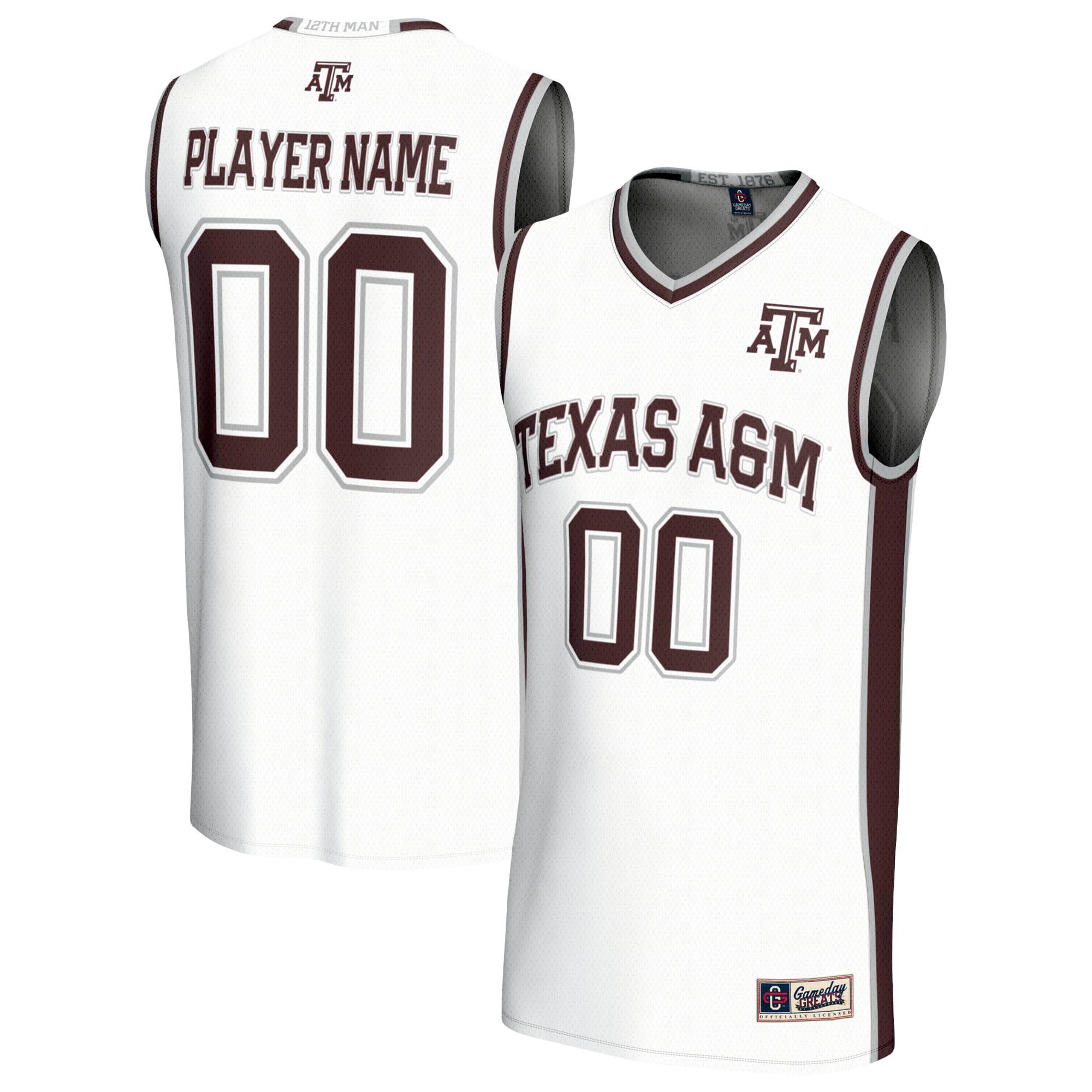 Youth GameDay Greats White Texas A&M Aggies Lightweight Collegiate Men's Basketball NIL Pick-A-Player Fashion Jersey