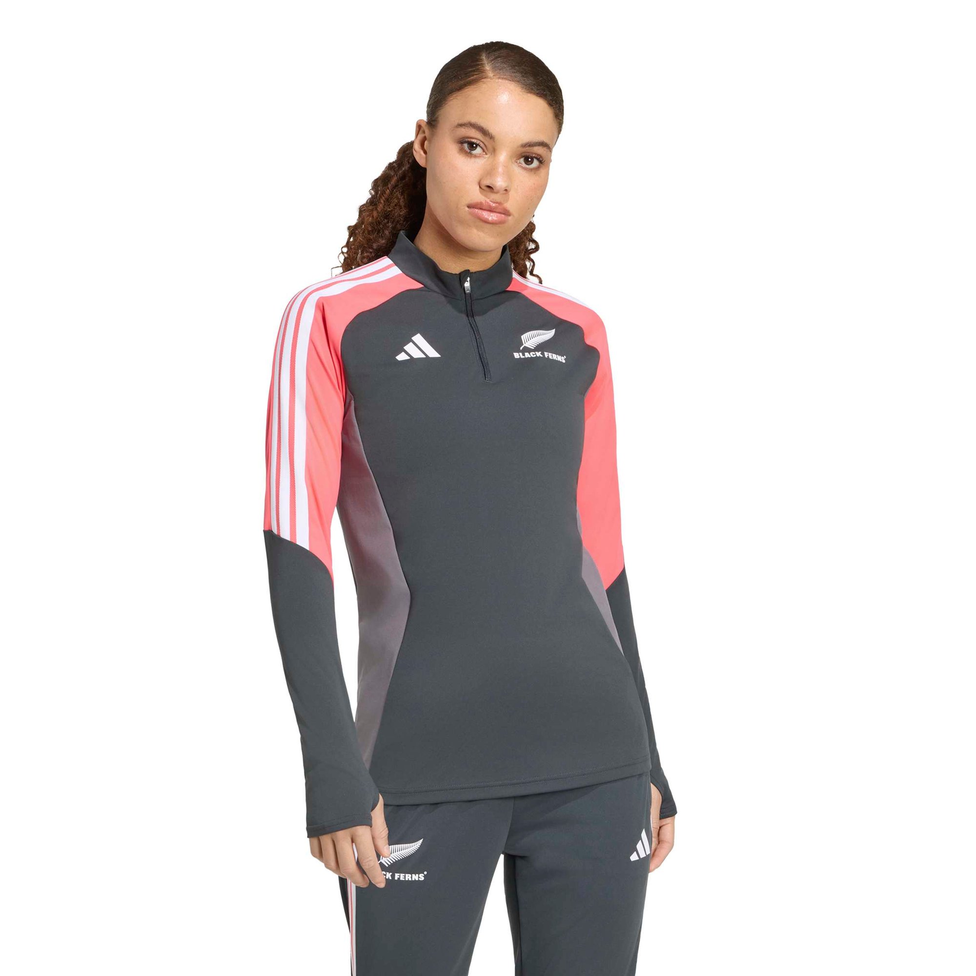 Maglia da allenamento Black Ferns adidas con zip a 1/4 - Donna