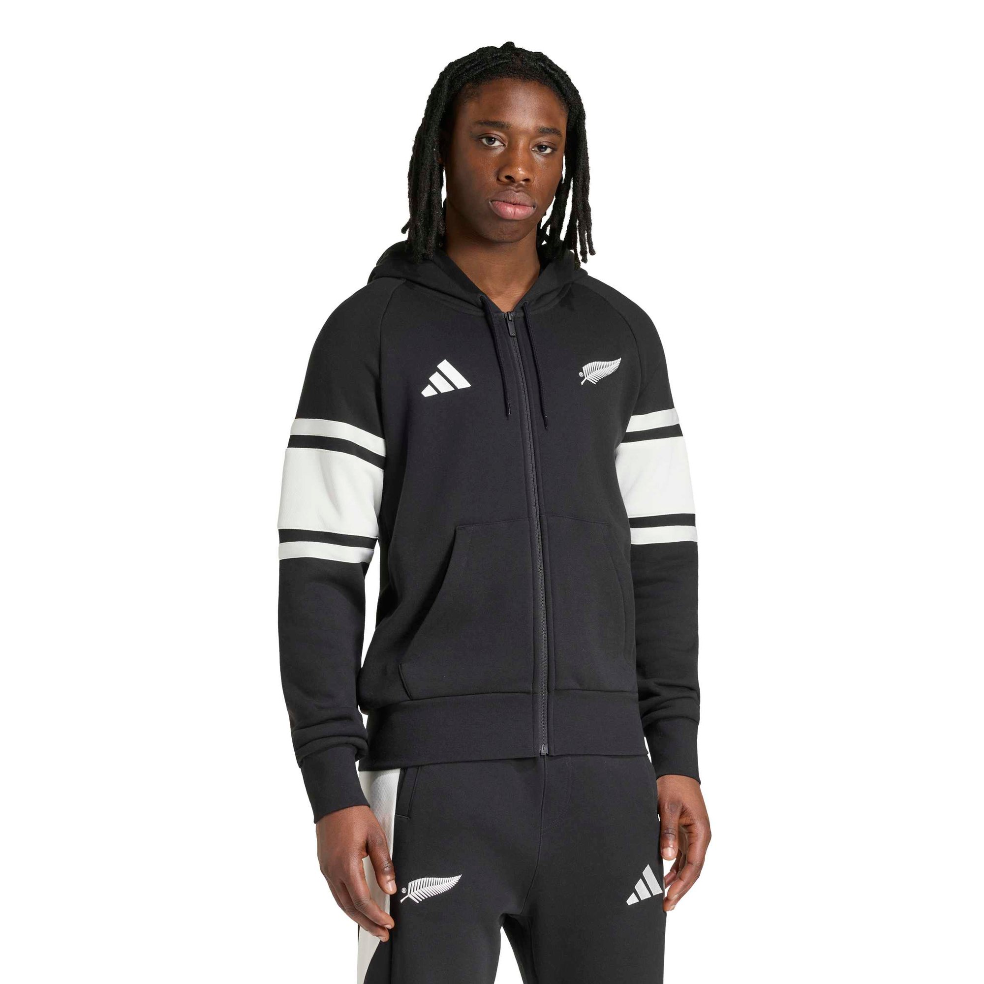 Felpa con cappuccio e zip intera All Blacks adidas Leisurewear