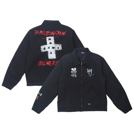 +44 Steadman Stars Zip Up Quilted Jacket - Unisex - Black