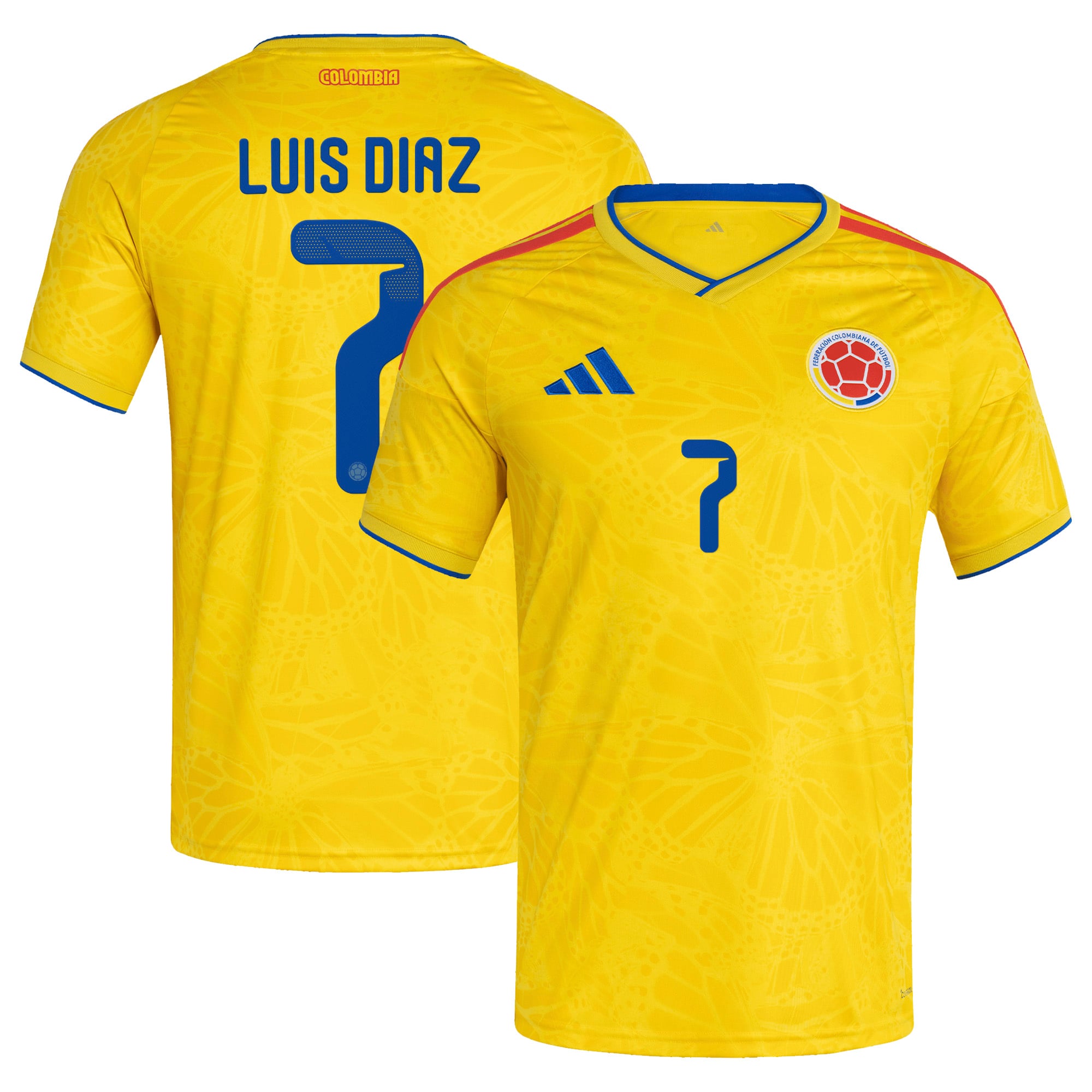 Men's adidas Luis Diaz Yellow Colombia National Team 2026 Home Replica Jersey