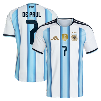 Men's adidas Rodrigo De Paul White Argentina National Team 2026 Home Authentic Jersey