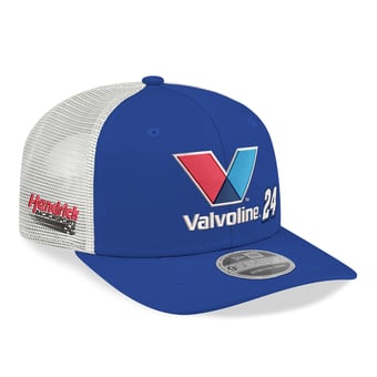 Men's New Era  Blue/White William Byron 2026 Valvoline 9SEVENTY Adjustable Trucker Hat