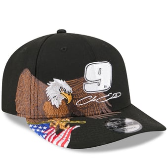 Men's New Era Black Chase Elliott Patriotic Eagle & Flag A-Frame 9FIFTY Snapback Hat
