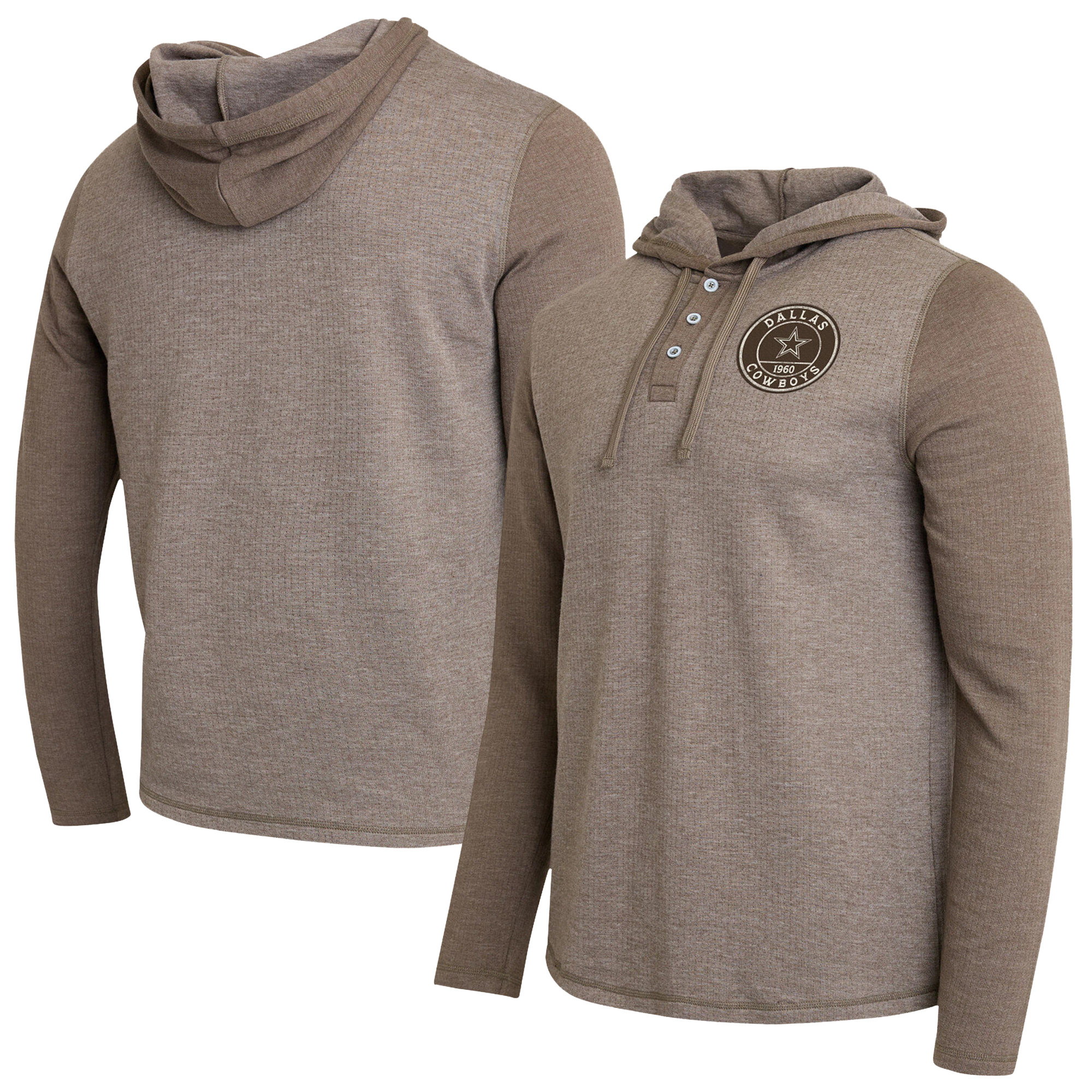 Darius Rucker Collection By Fanatics Men's Tan/Brown Dallas Cowboys Knit Hooded Henley Long-Sleeve T-Shirt - Tan, Brown