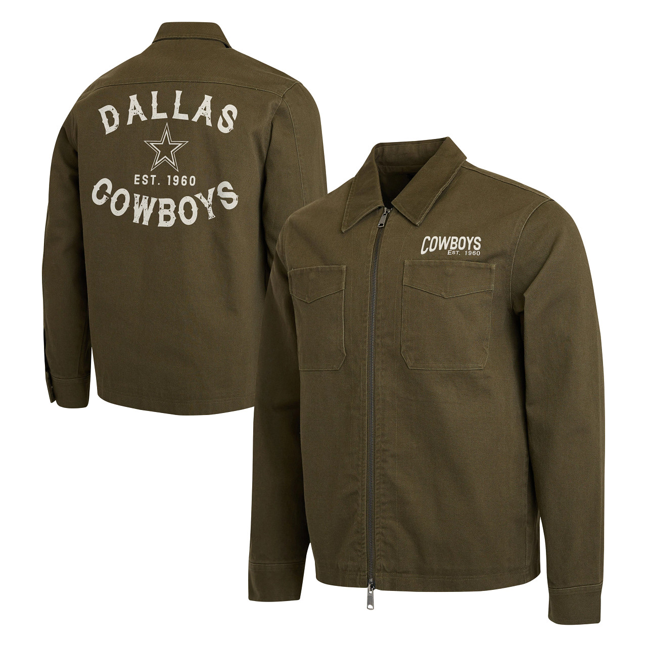 Men's Darius Rucker Collection by Fanatics  Olive Dallas Cowboys Brushed Canvas Full-Zip Jacket