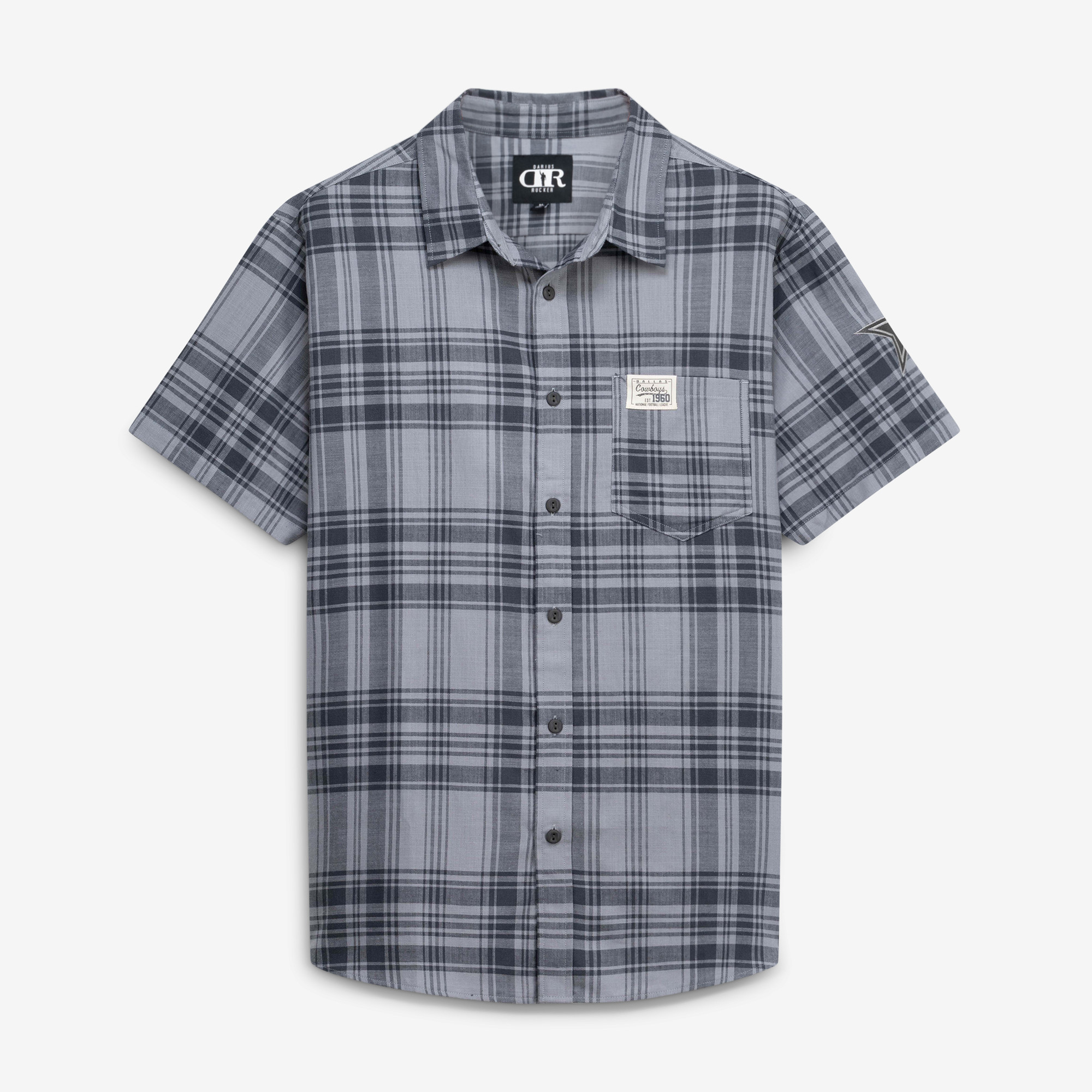 Men's Darius Rucker Collection by Fanatics  Gray Dallas Cowboys Woven Short Sleeve Button-Up Shirt