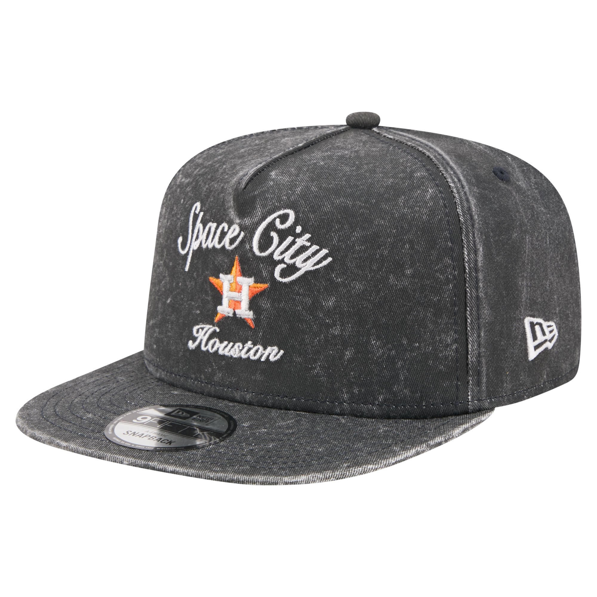 Men's New Era Black Houston Astros City Slogan A-Frame 9FIFTY Snapback Hat