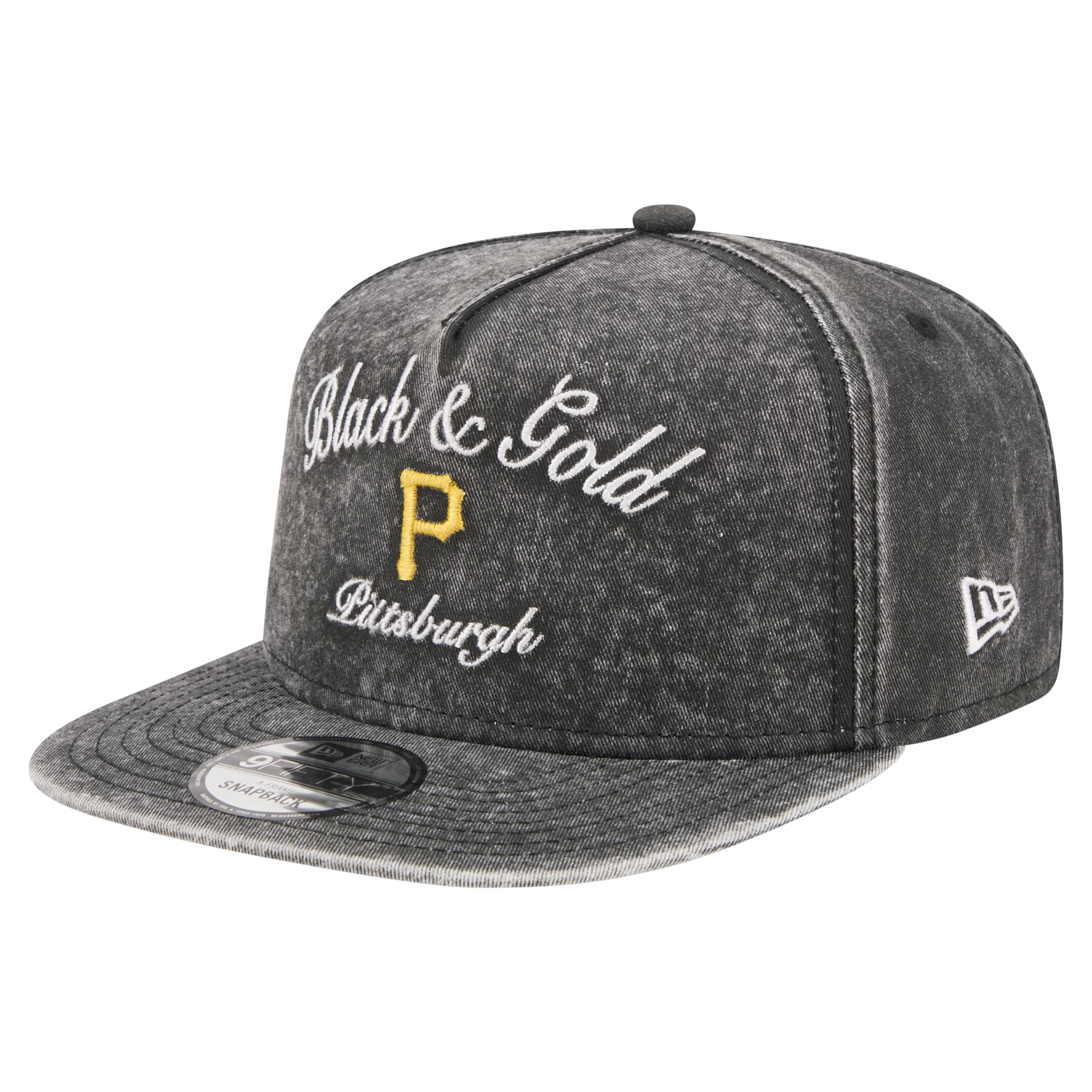 Men's New Era Black Pittsburgh Pirates City Slogan A-Frame 9FIFTY Snapback Hat