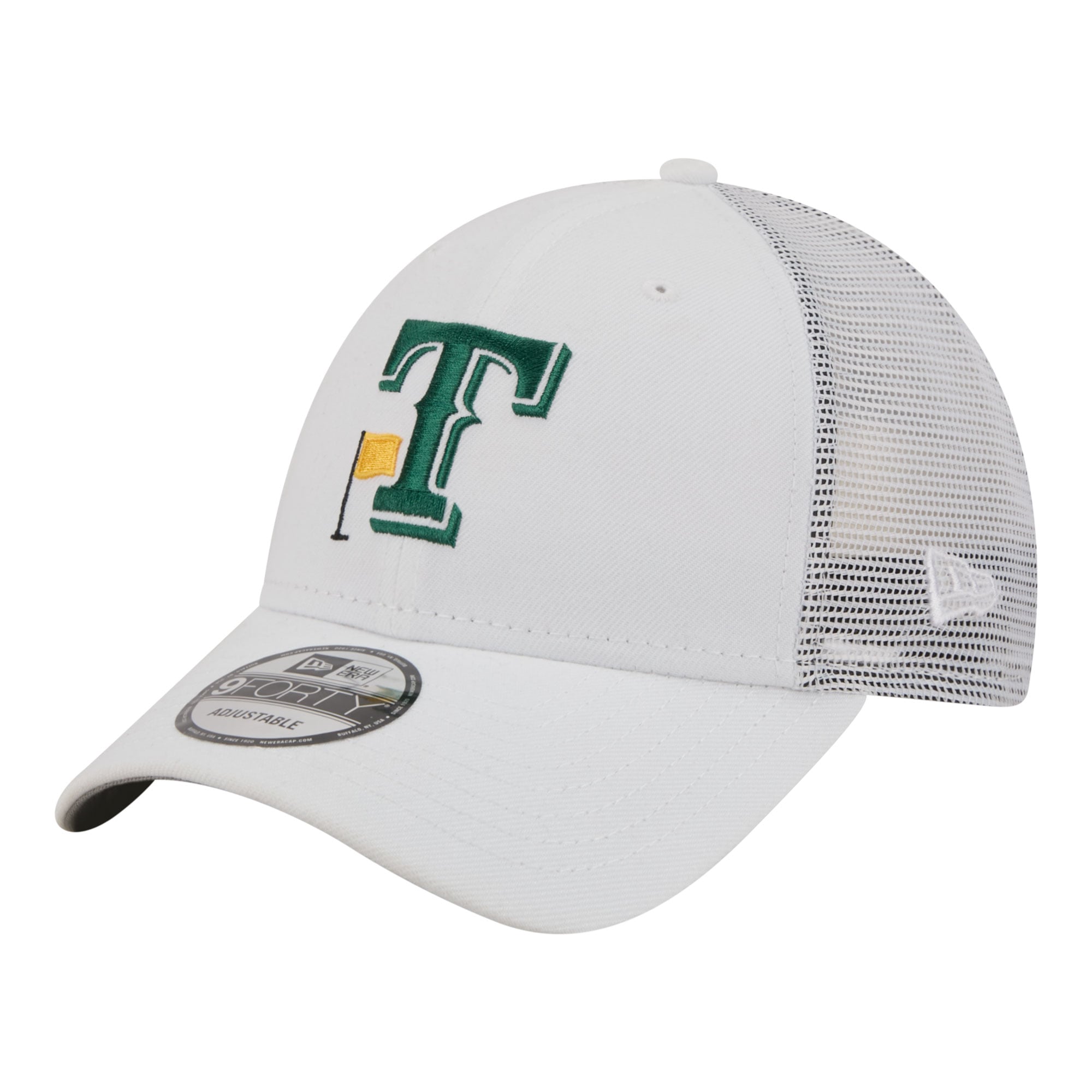 Men's New Era  White Texas Rangers Flag 9FORTY Trucker Adjustable Hat