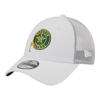 Men's New Era  White Houston Astros Flag 9FORTY Trucker Adjustable Hat