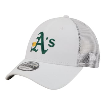 Men's New Era  White Athletics Flag 9FORTY Trucker Adjustable Hat
