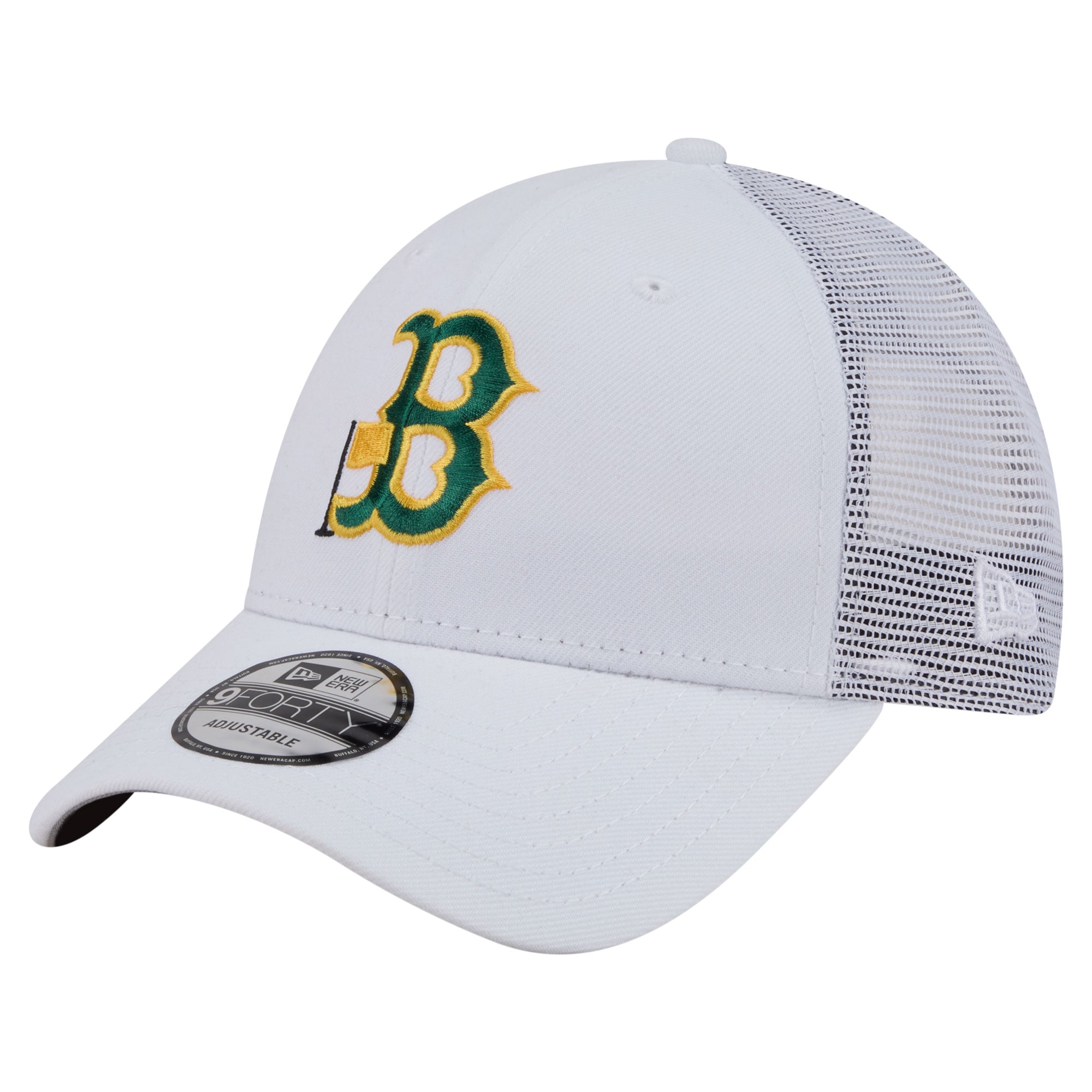 Men's New Era  White Boston Red Sox Flag 9FORTY Trucker Adjustable Hat
