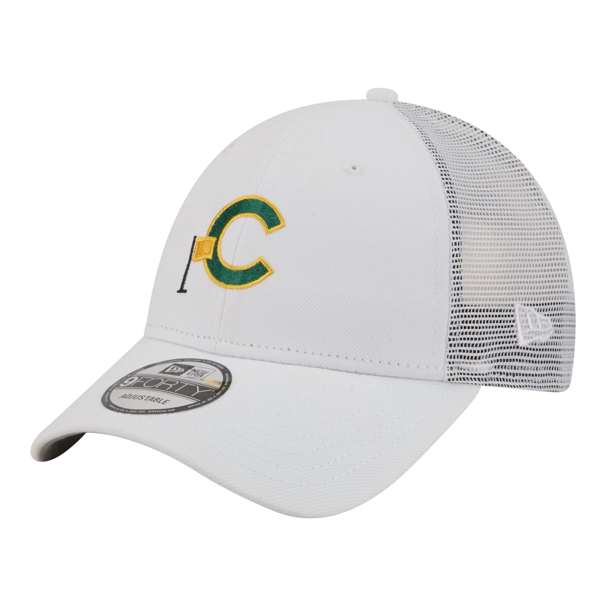Men's New Era  White Chicago Cubs Flag 9FORTY Trucker Adjustable Hat