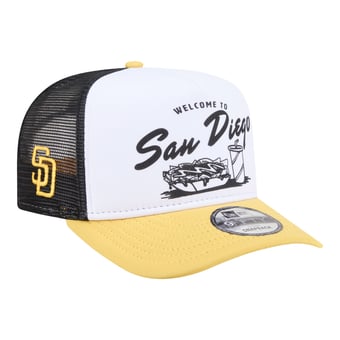 Men's New Era  White/Gold San Diego Padres Foodie A-Frame 9FIFTY Trucker Snapback Hat