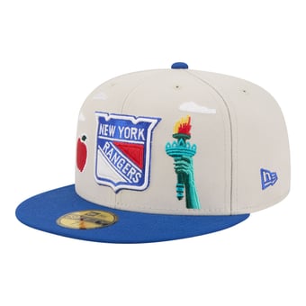 Men's New Era  Tan/Blue New York Rangers Localized City Icon 59FIFTY Fitted Hat