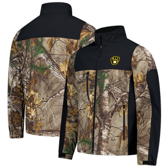 Men's Dunbrooke  Camo Milwaukee Brewers Hunter Softshell Realtree Full-Zip Jacket