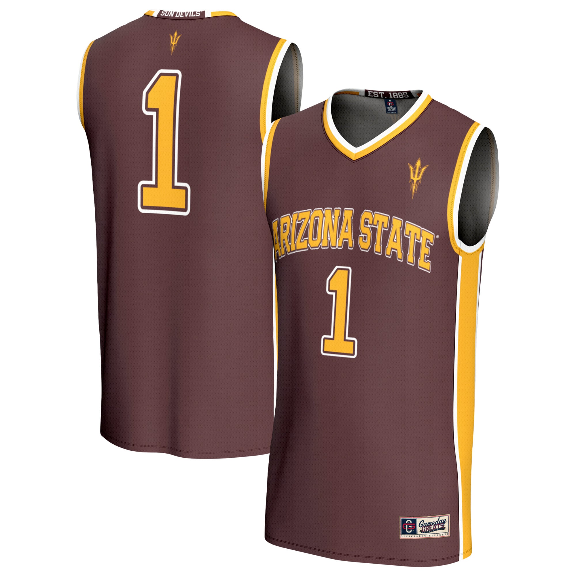 Youth GameDay Greats  Maroon #1 Arizona State Sun Devils Lightweight Collegiate Basketball Fashion Jersey