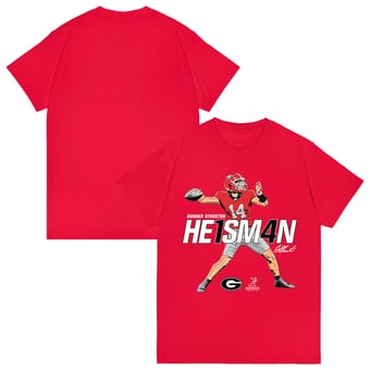 Unisex Athlete's Thread Gunner Stockton Red Georgia Bulldogs Heisman Stance T-Shirt