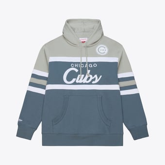 Men's Mitchell & Ness  Gray Chicago Cubs Cooperstown Collection Thunderstorm Head Coach Hoodie