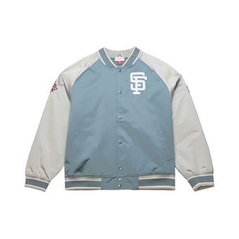 Men's Mitchell & Ness  Gray San Francisco Giants Thunderstorm Head Coach Lightweight Satin Full-Snap Jacket