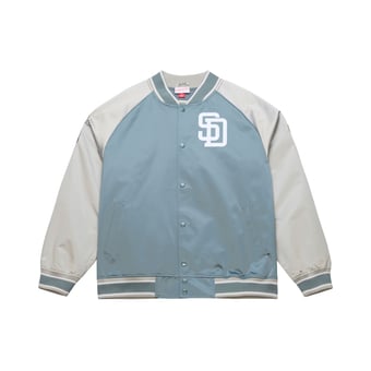 Men's Mitchell & Ness  Gray San Diego Padres Thunderstorm Head Coach Lightweight Satin Full-Snap Jacket
