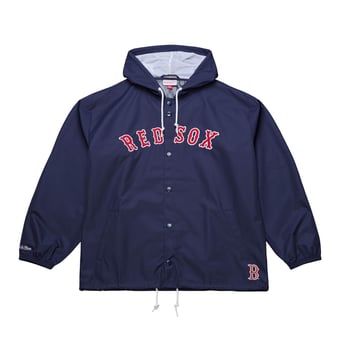 Men's Mitchell & Ness  Navy Boston Red Sox Full-Snap Hooded Coaches Jacket