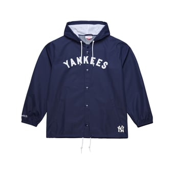 Men's Mitchell & Ness  Navy New York Yankees Full-Snap Hooded Coaches Jacket