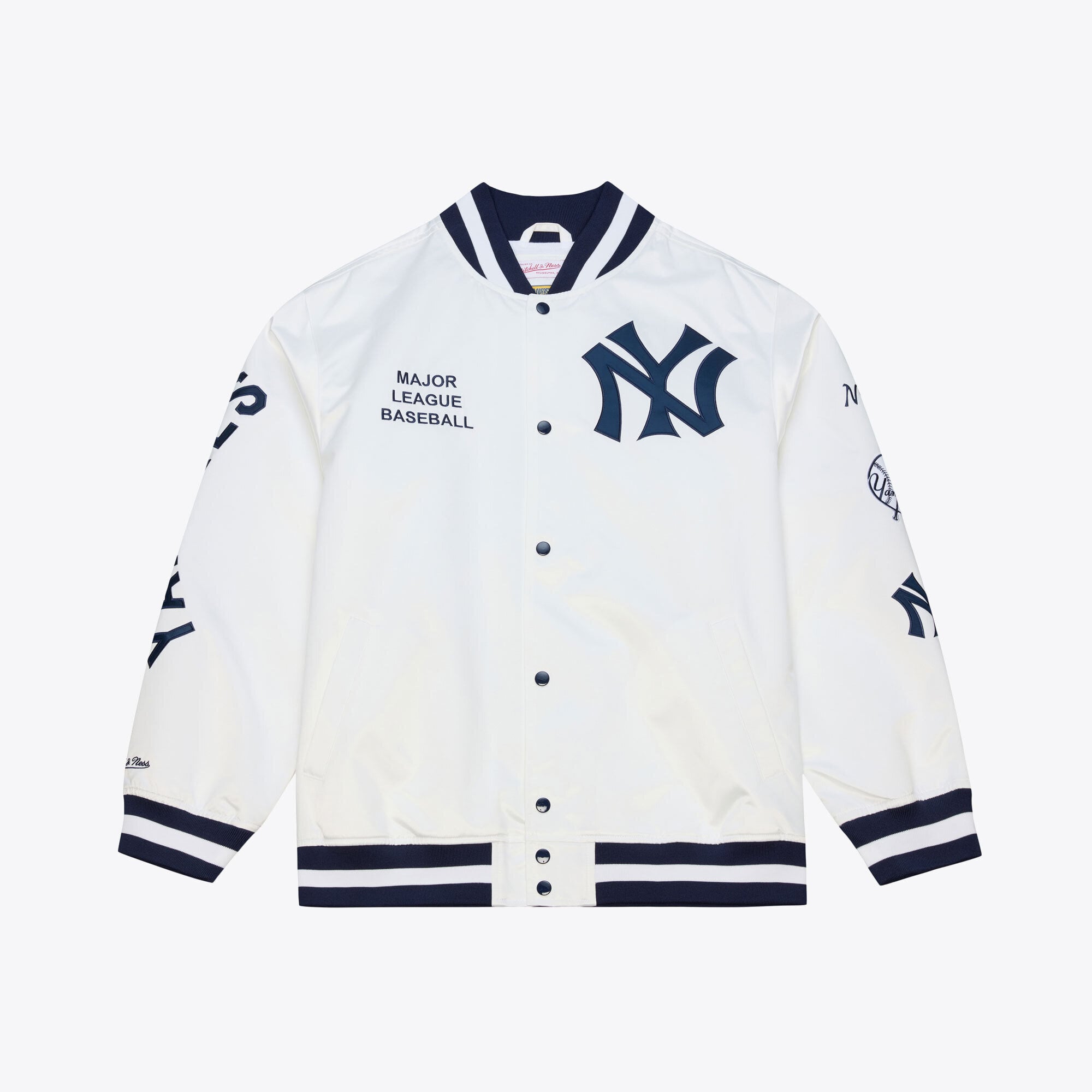 Men's Mitchell & Ness White New York Yankees Cooperstown Collection Arctic Lightweight Satin Full-Snap Jacket