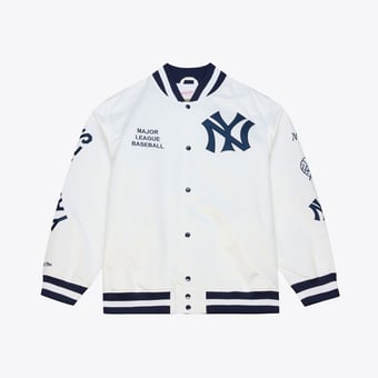 Men's Mitchell & Ness White New York Yankees Cooperstown Collection Arctic Lightweight Satin Full-Snap Jacket