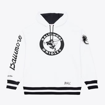Men's Mitchell & Ness  White Baltimore Orioles Cooperstown Collection Fleece Hoodie