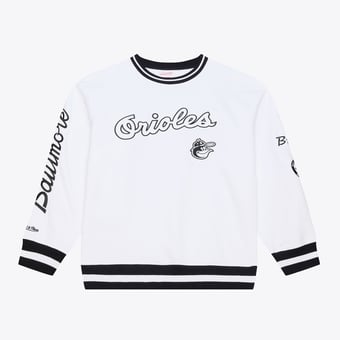 Men's Mitchell & Ness  White Baltimore Orioles Arctic Fleece Sweatshirt