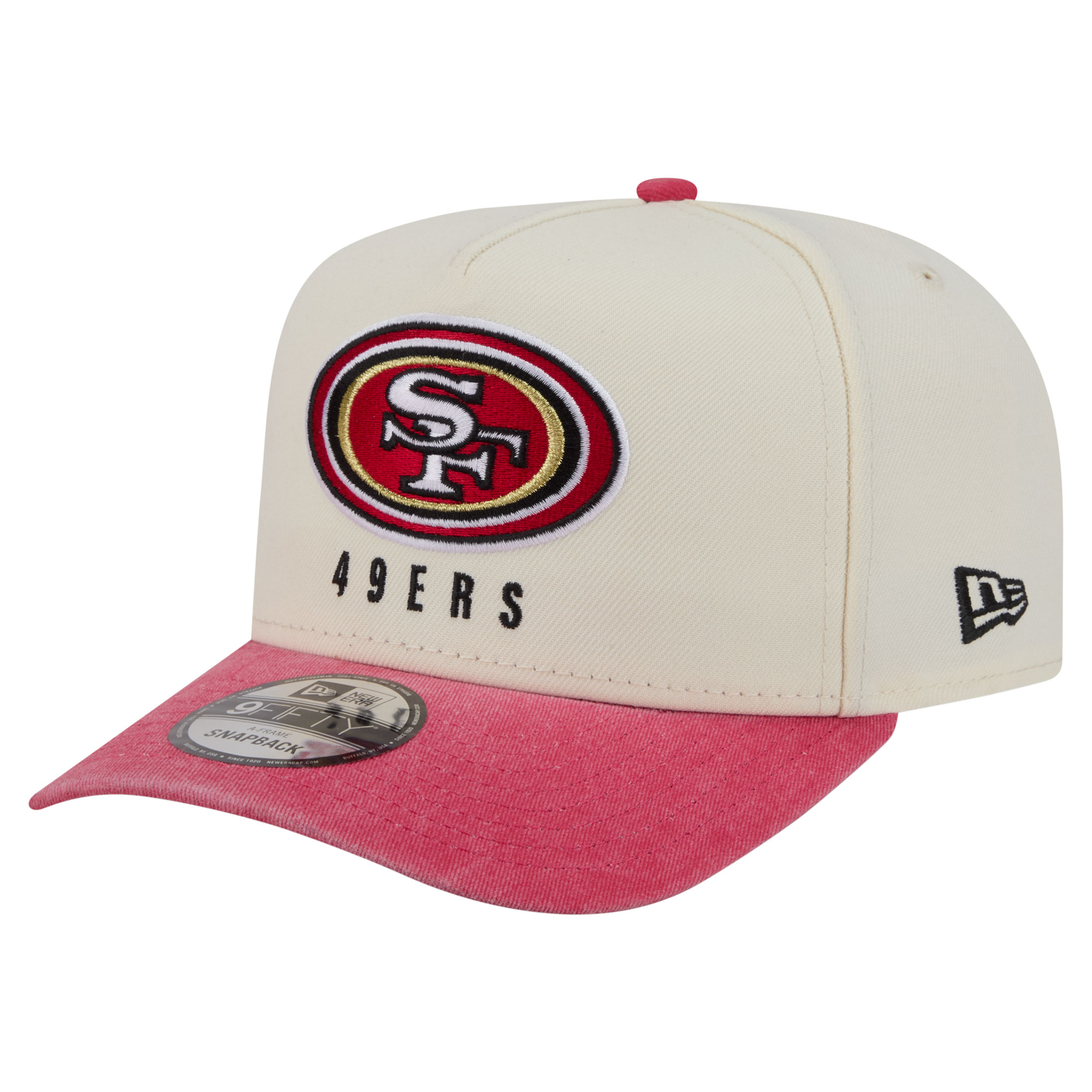 Men's New Era  Cream/Scarlet San Francisco 49ers Washed A-Frame 9FIFTY Snapback Hat