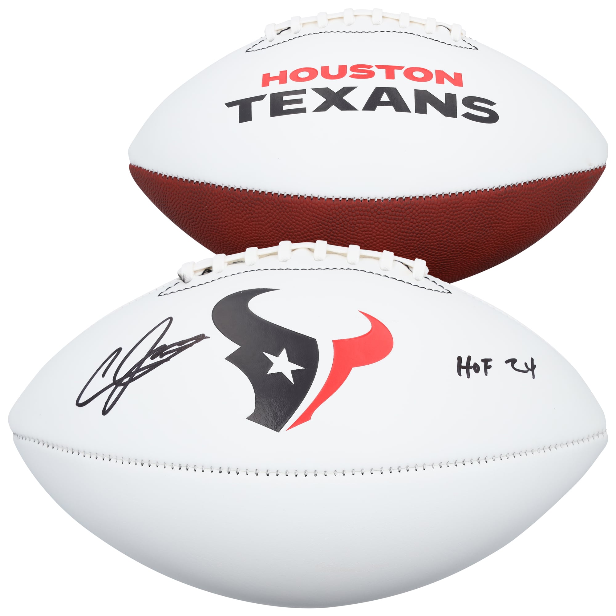 Andre Johnson Houston Texans Autographed Franklin White Panel Football with "HOF 24" Inscription