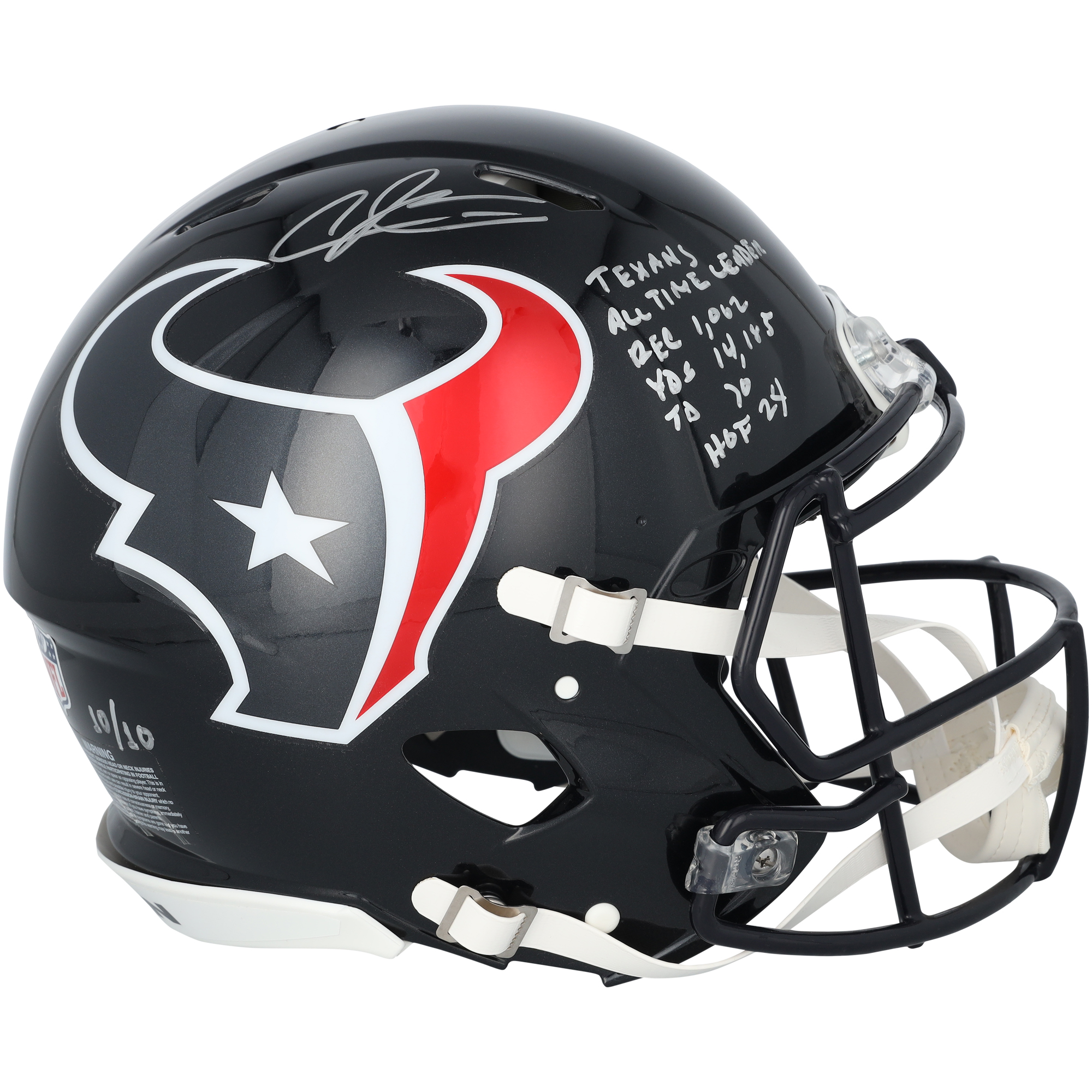 Andre Johnson Houston Texans Autographed Riddell Speed Authentic Helmet with Multiple Inscriptions - Limited Edition #10/10