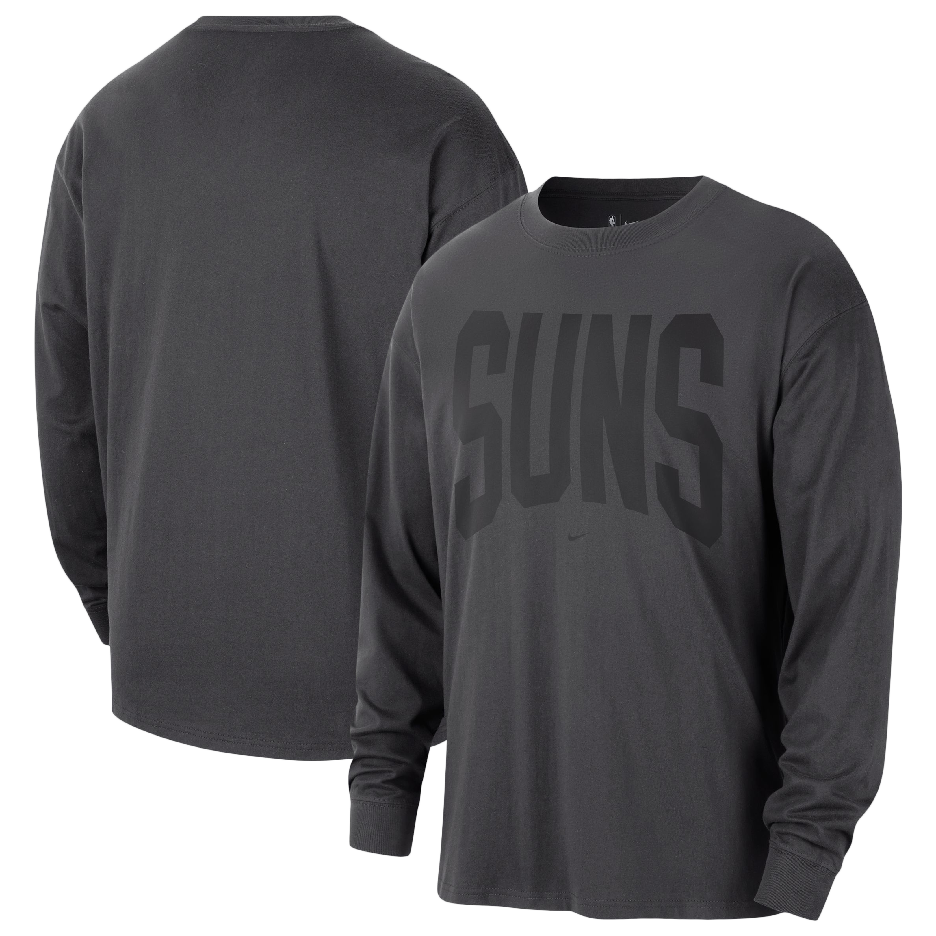 Men’s Nike Charcoal Phoenix Suns 2026 Standard Issue Travel Long Sleeve T-Shirt Men’s Nike Charcoal Phoenix Suns 2026 Standard Issue Travel Long Sleeve T-Shirt
