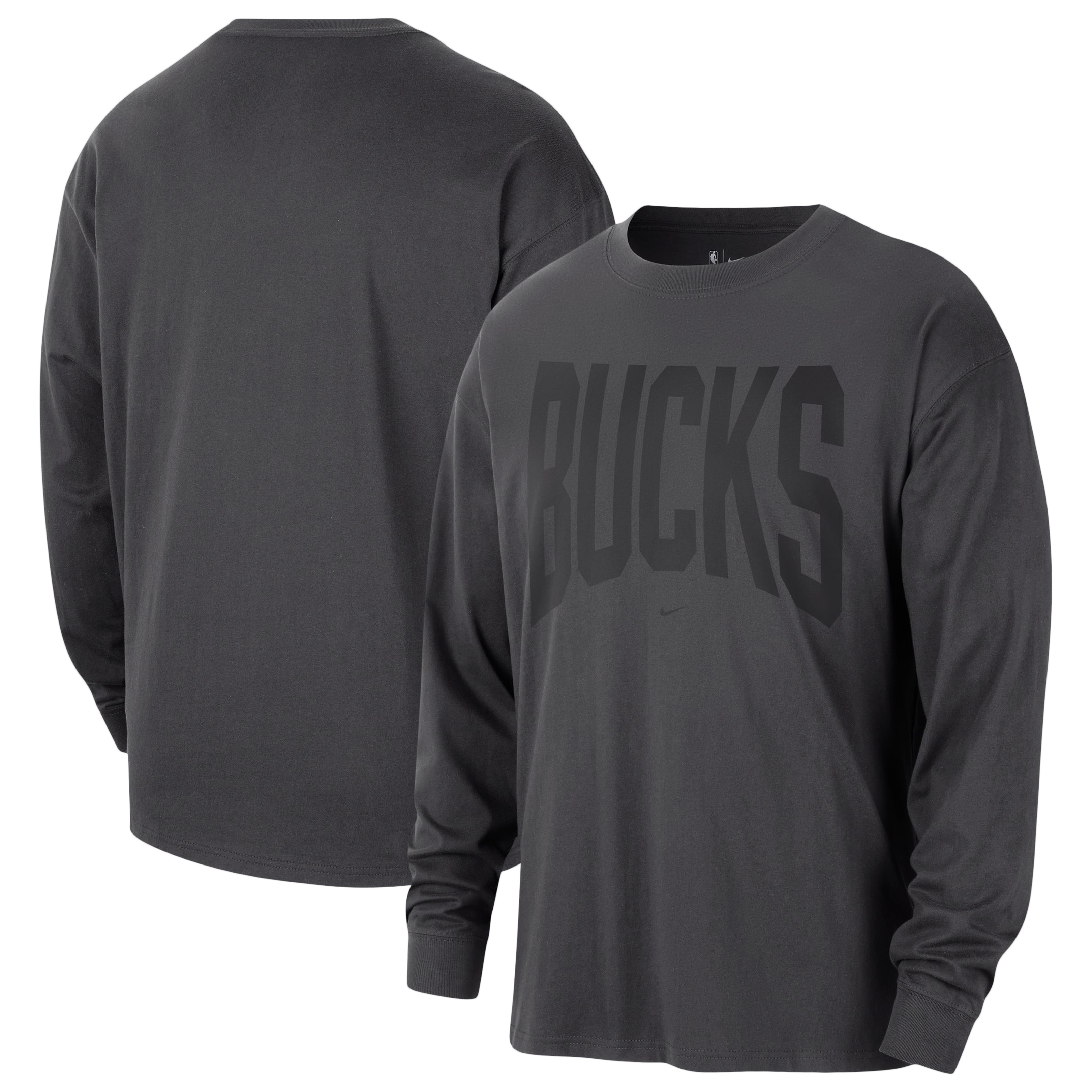 Men's Nike Charcoal Milwaukee Bucks 2026/27 Standard Issue Travel Long Sleeve T-Shirt