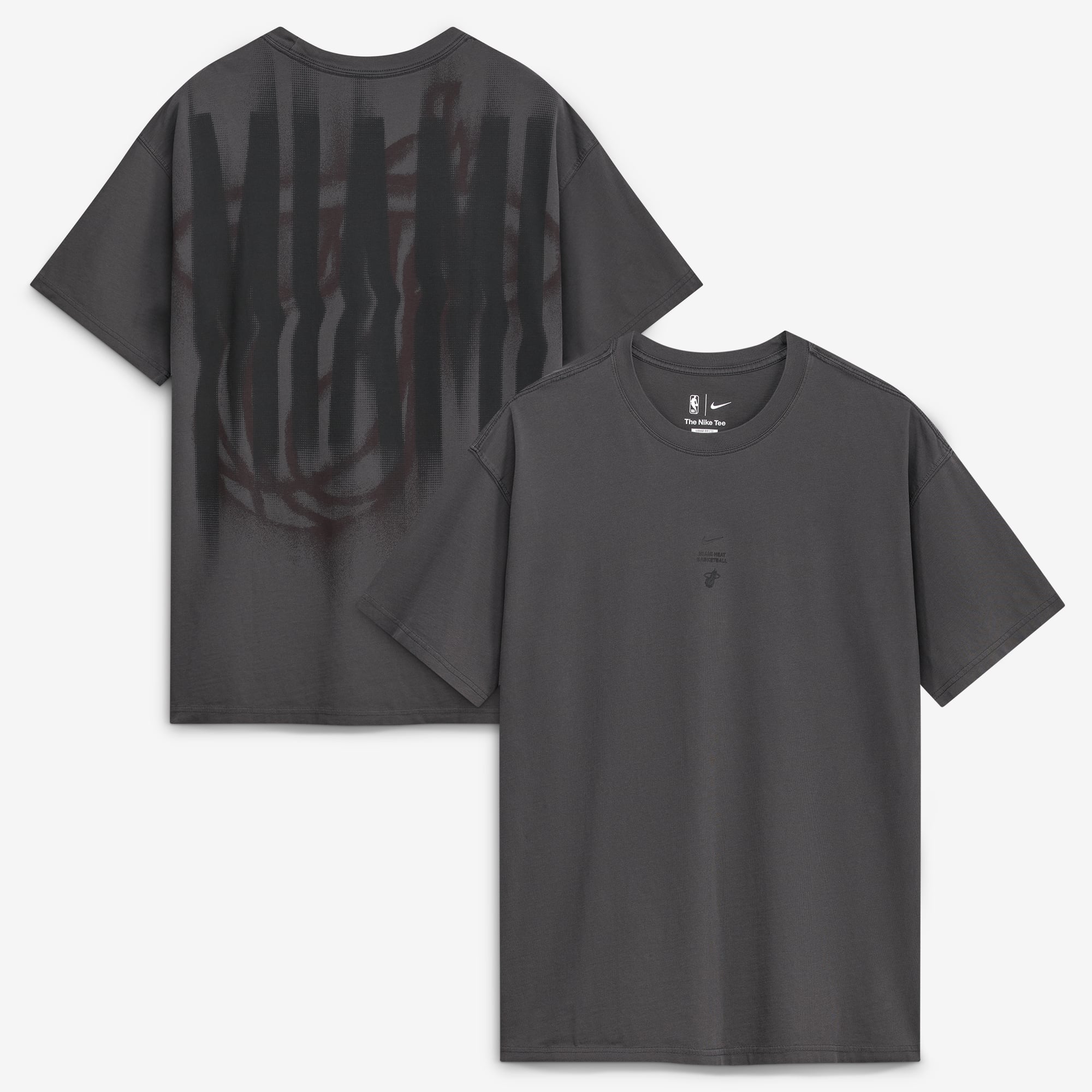 T-shirt da uomo Nike grigio antracite Miami Heat 2026/27 Standard Issue Pre-Game Max 90