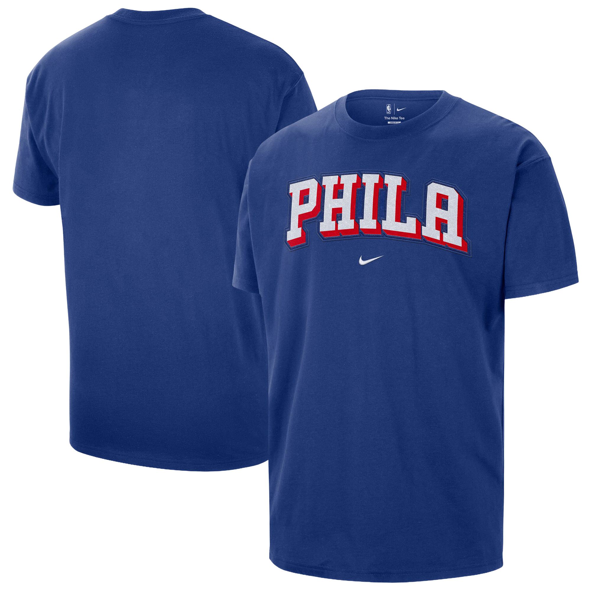 Nike Mens Philadelphia 76ers 76ers Wordmark Standard Issue Short Short Sleeve T-Shirt - - Blue