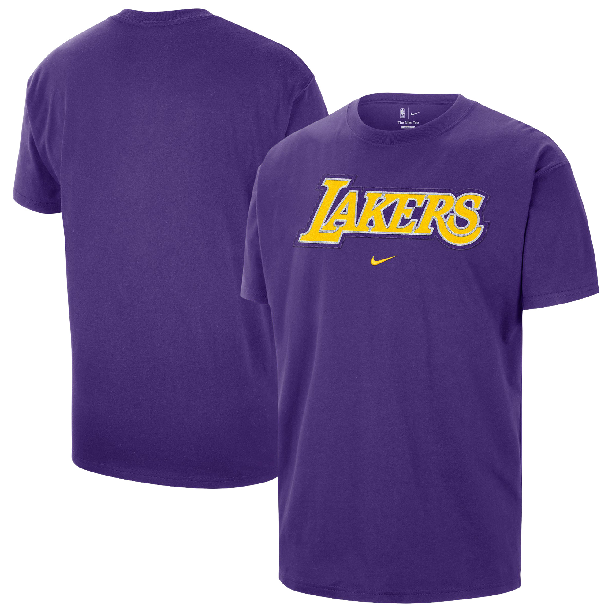 Nike Mens Lakers Wordmark Standard Issue Short Sleeve T-Shirt - - Purple Size XL
