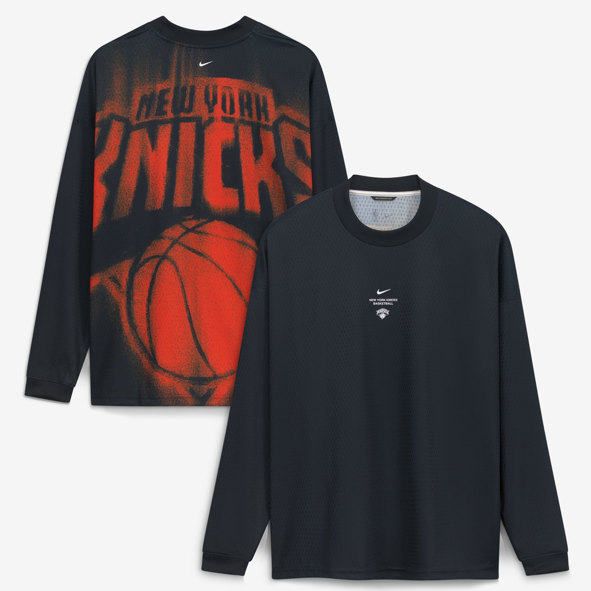 Men's Nike Black New York Knicks 2026/27 Standard Issue Pre-Game Performance Long Sleeve T-Shirt