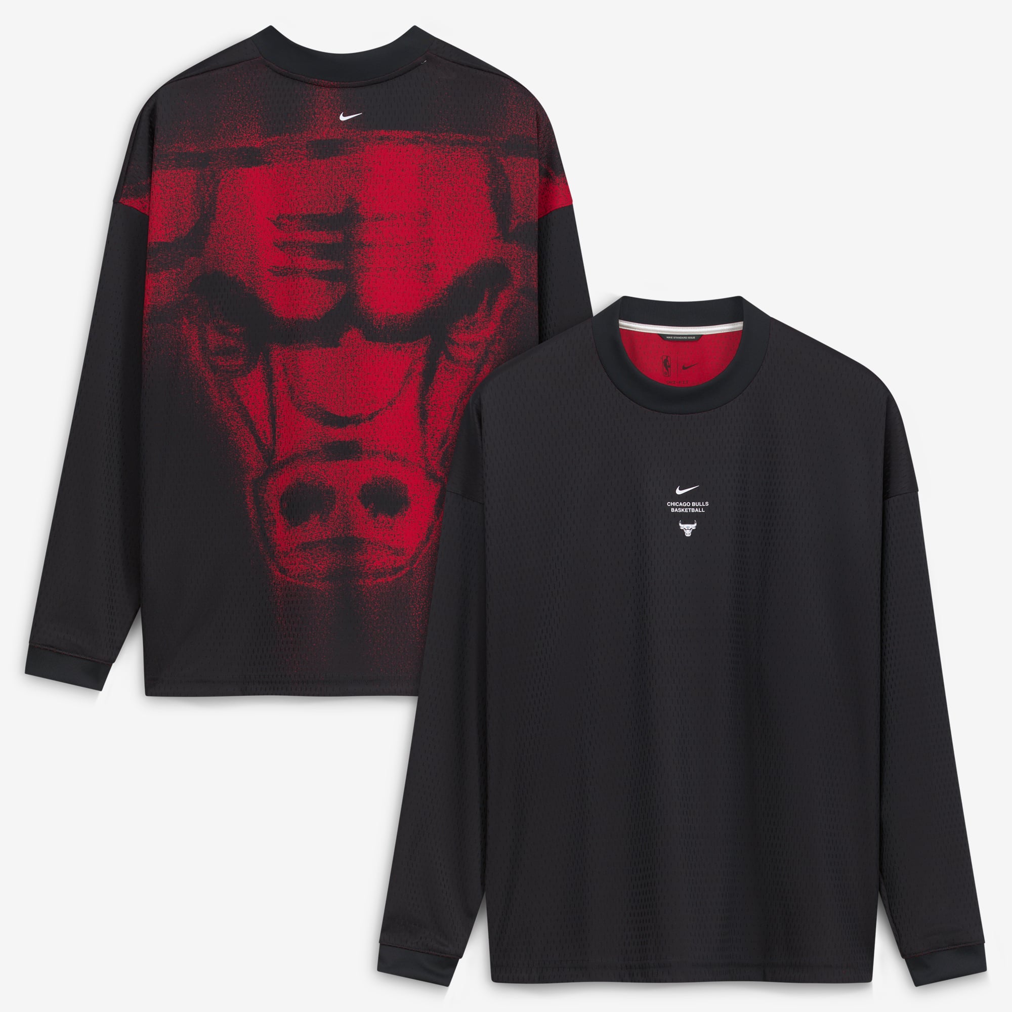 Men's Nike Black Chicago Bulls 2026/27 Standard Issue Pre-Game Performance Long Sleeve T-Shirt
