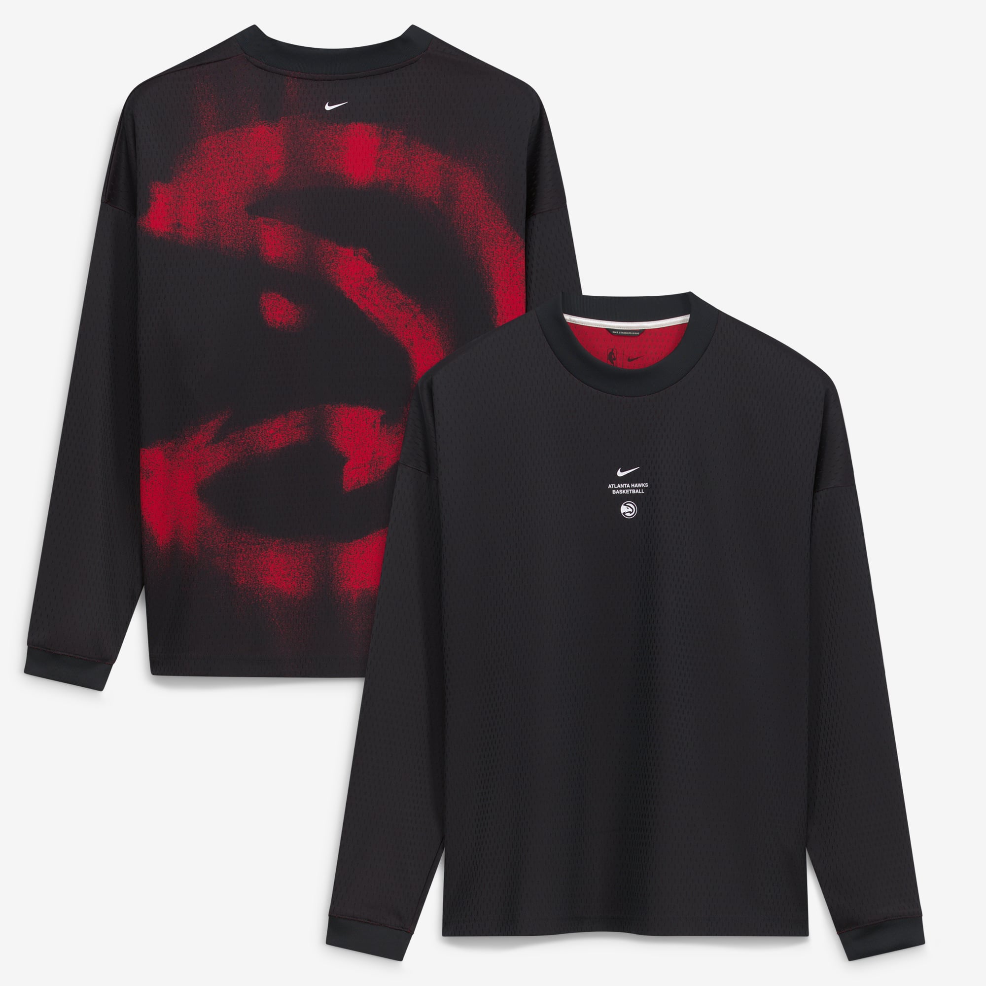 Men's Nike Black Atlanta Hawks 2026/27 Standard Issue Pre-Game Performance Long Sleeve T-Shirt